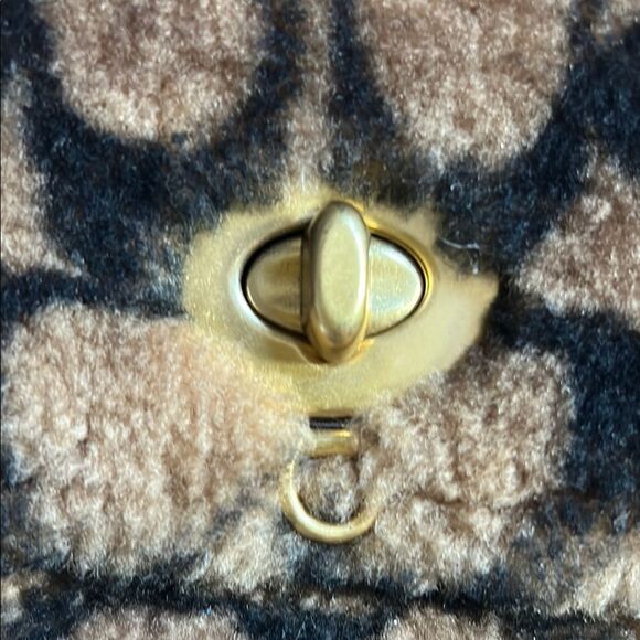 Coach Jennifer Lopez Marlie Top Handle Satchel Monogram Shearling Crossbody Bag - Picture 12 of 16